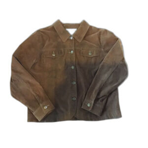 Bamboo Traders Brown Reptile Snake Print Shirt Jacket Size PL Brass Buttons